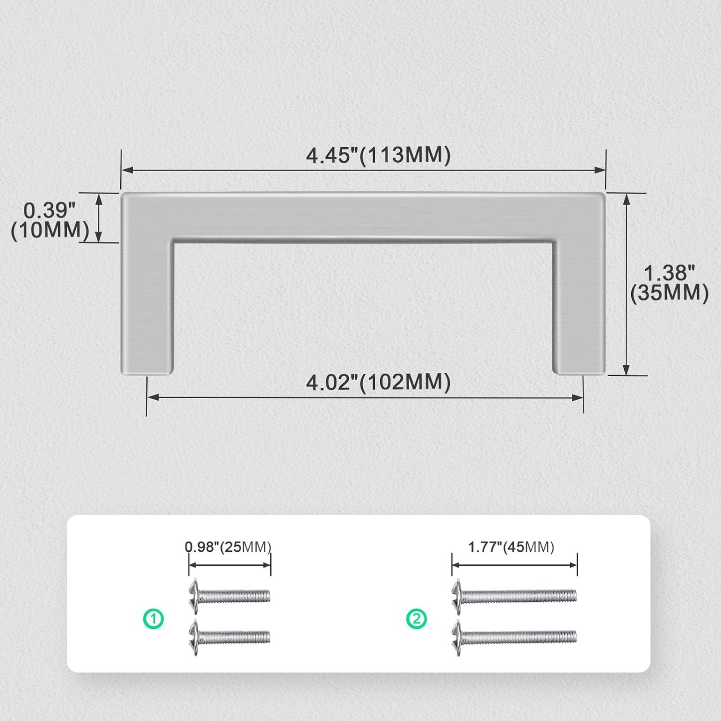 20 Tiradores Acero Inox Cepillado 4pulg Cocina Baño
