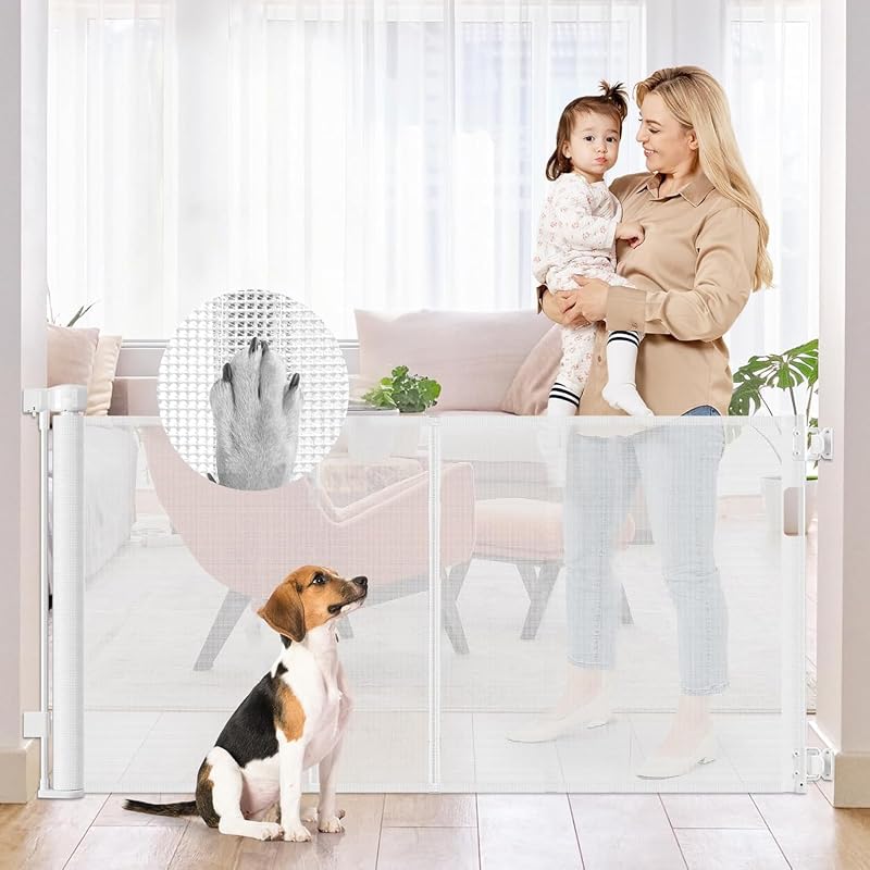 Puerta retráctil reforzada 50" para perros bebés