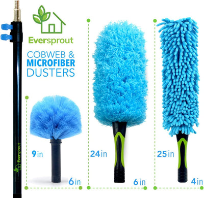 Plumero telaraña 5-12ft set 3 con poste 20ft microfibra