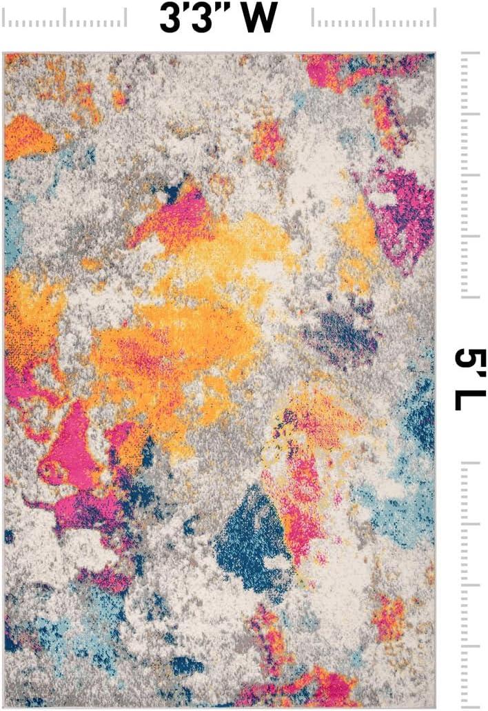 Alfombra moderna abstracta 3'3"x5' multicolor