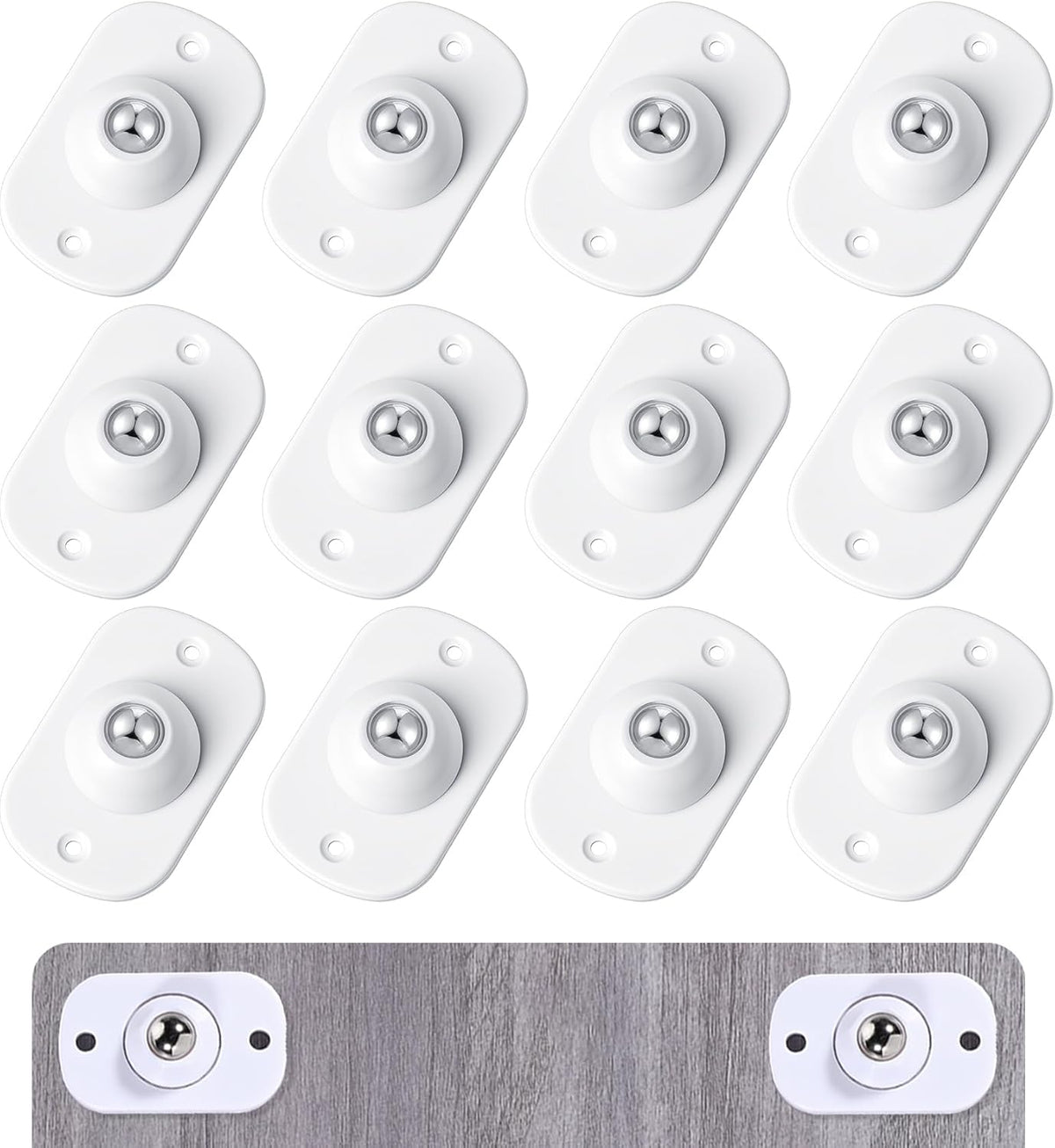 12 Ruedas Giratorias Autoadhesivas para Electrodomésticos 1.65x1.02