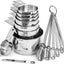Set 15 Pzas Tazas y Cucharas Medidoras Acero Inox