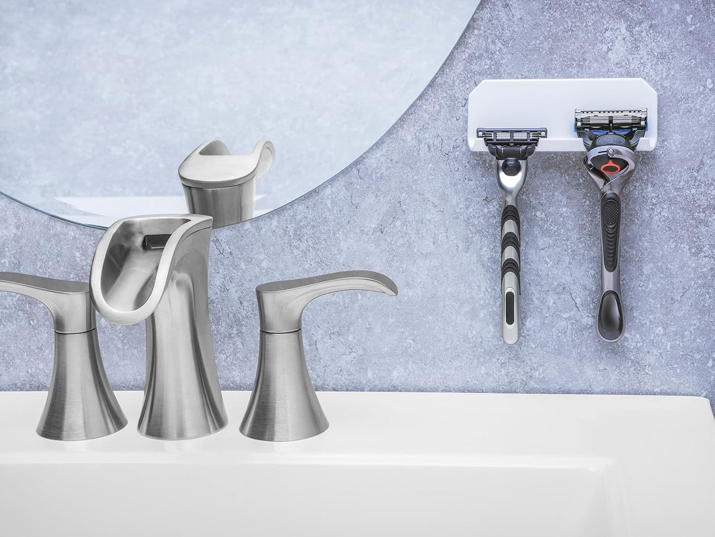 Soporte doble para maquinilla afeitar pared