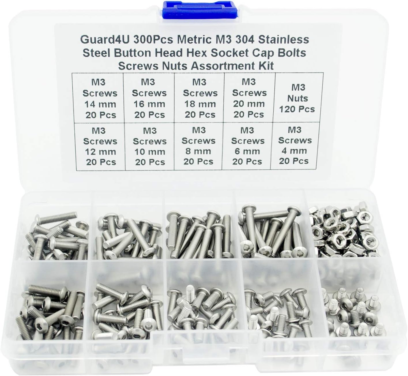 Kit 300 Pzas Tornillos M3 Acero Inox Hexagonal