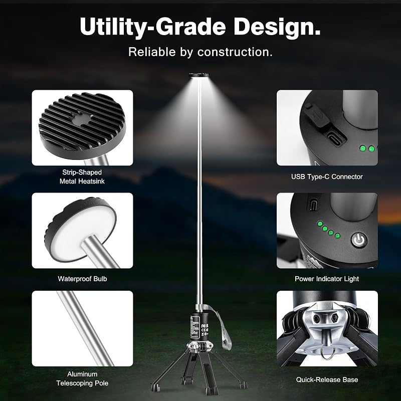 Luz telescópica aluminio recargable camping emergencia