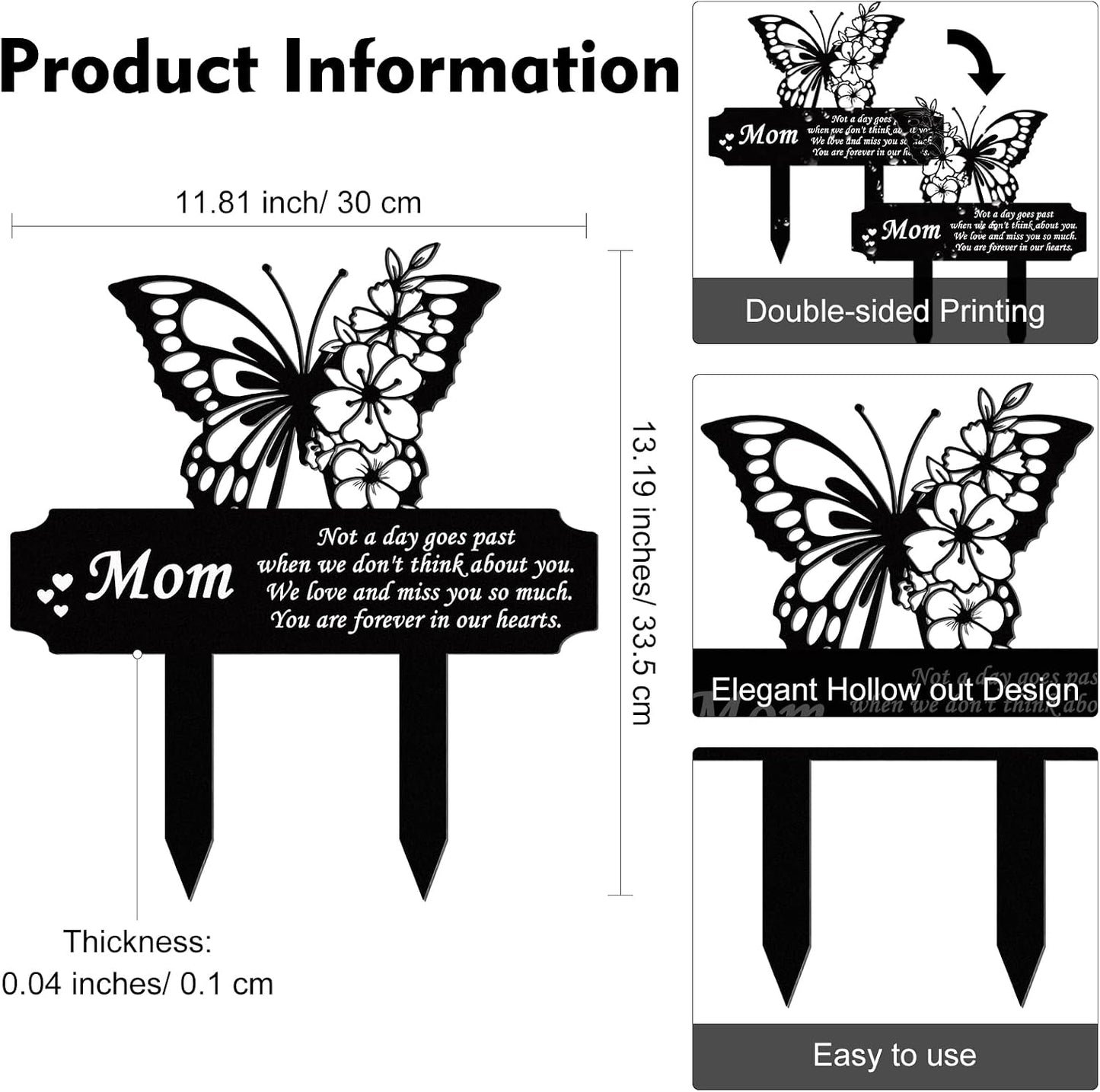Estacas conmemorativas para tumba jardín impermeable