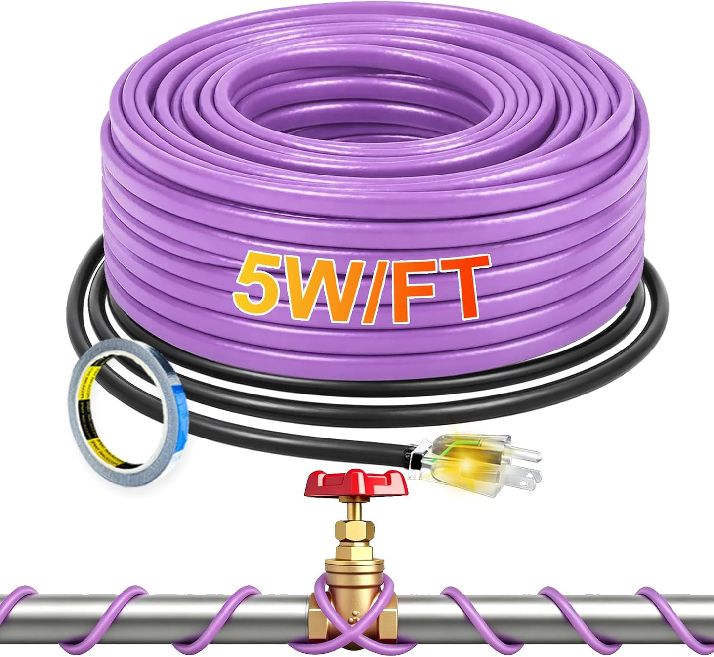 Cinta térmica 40ft para tuberías agua y metal -40°F
