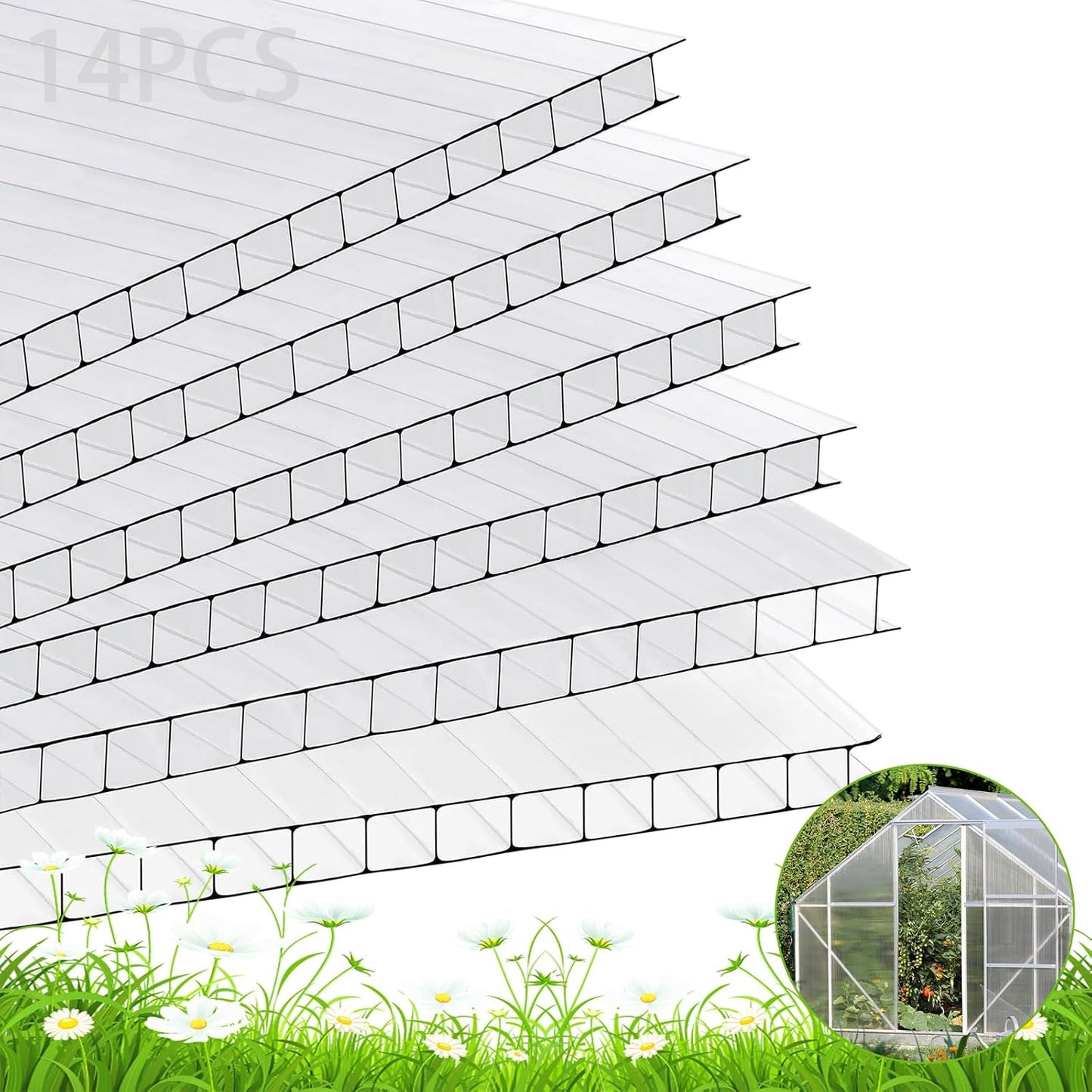 Paneles policarbonato doble pared para invernadero 47x23pulg