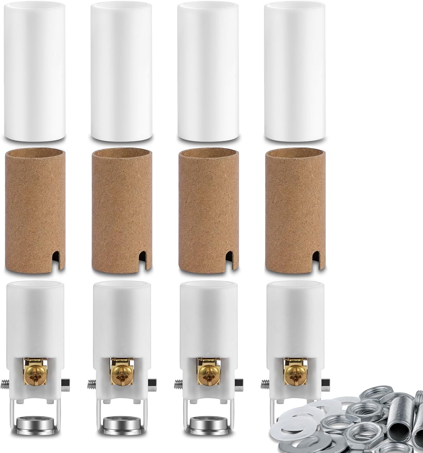 Zócalo cerámica E12 soporte candelabro con fundas blancas