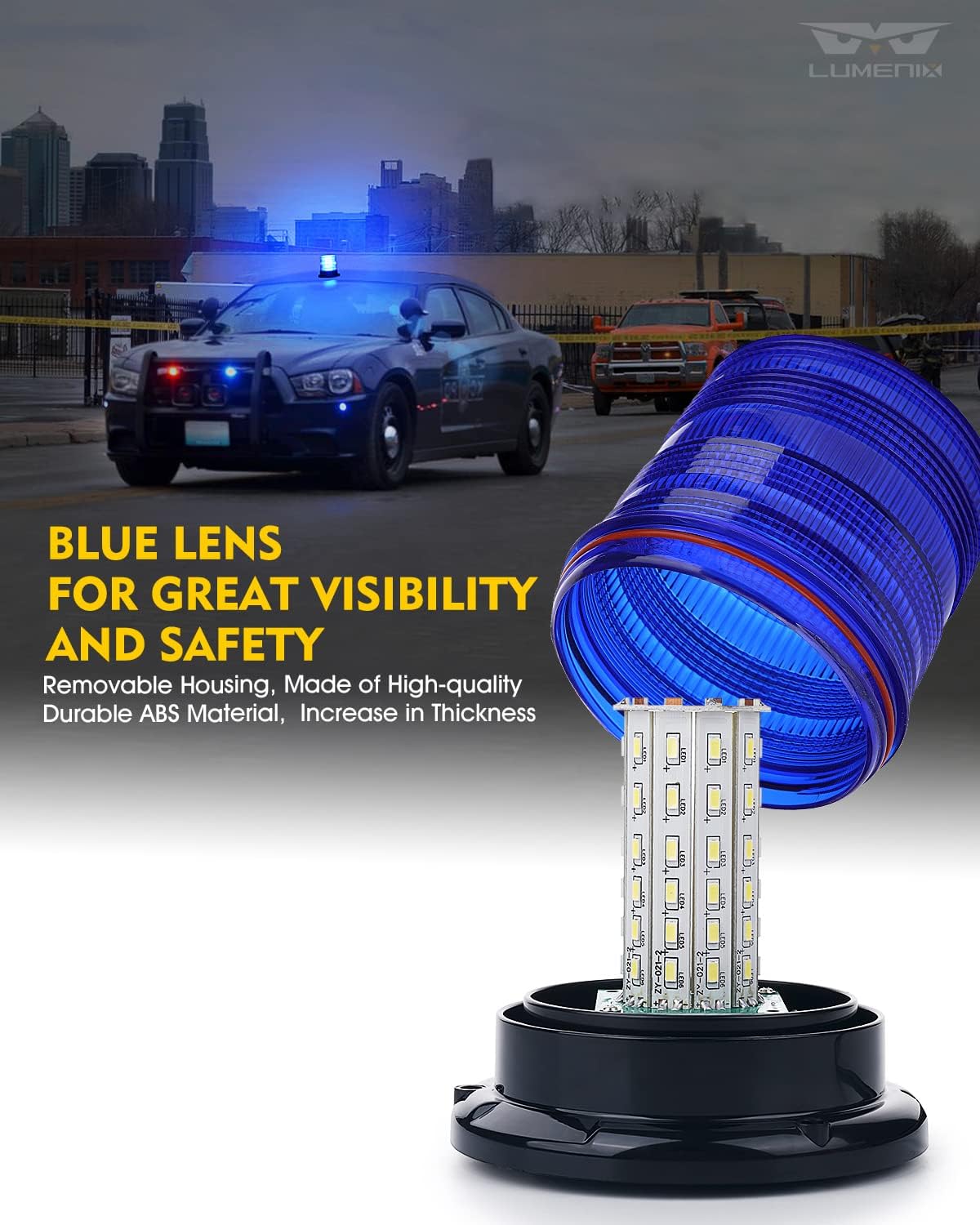 60 Luces LED Estroboscópicas Magnéticas Azul para Emergencia
