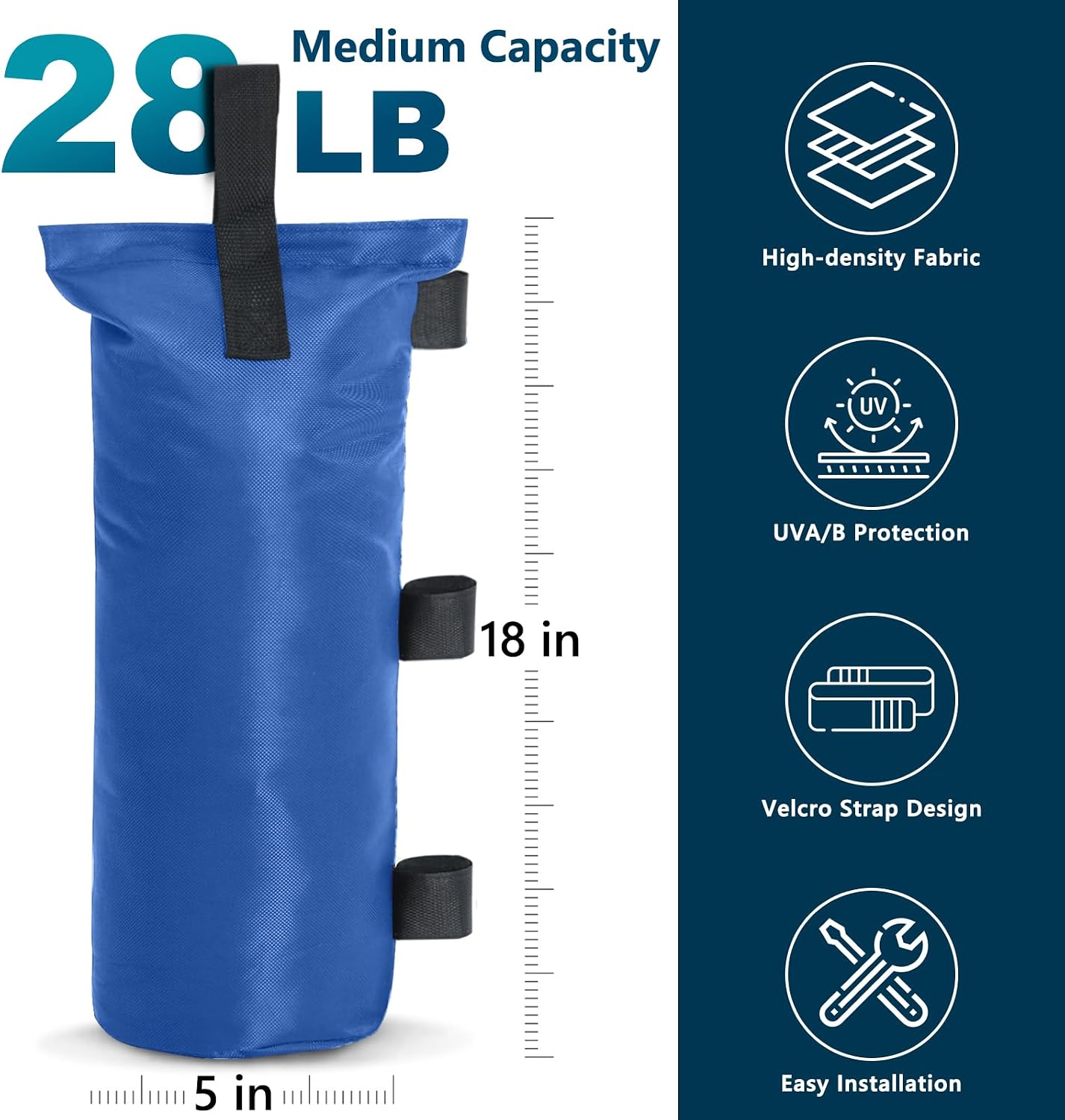 Bolsas arena toldo 112lb 5x18" azul