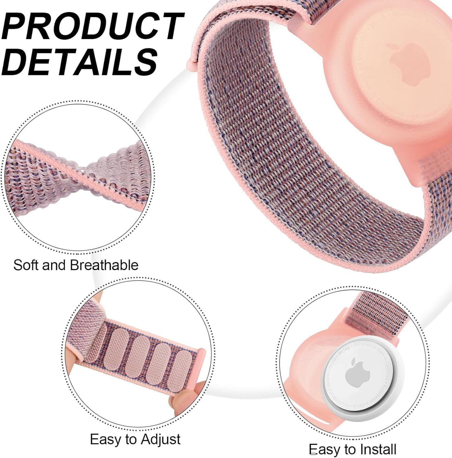4 Pzas Pulsera Ajustable para Airtag Niños y Ancianos