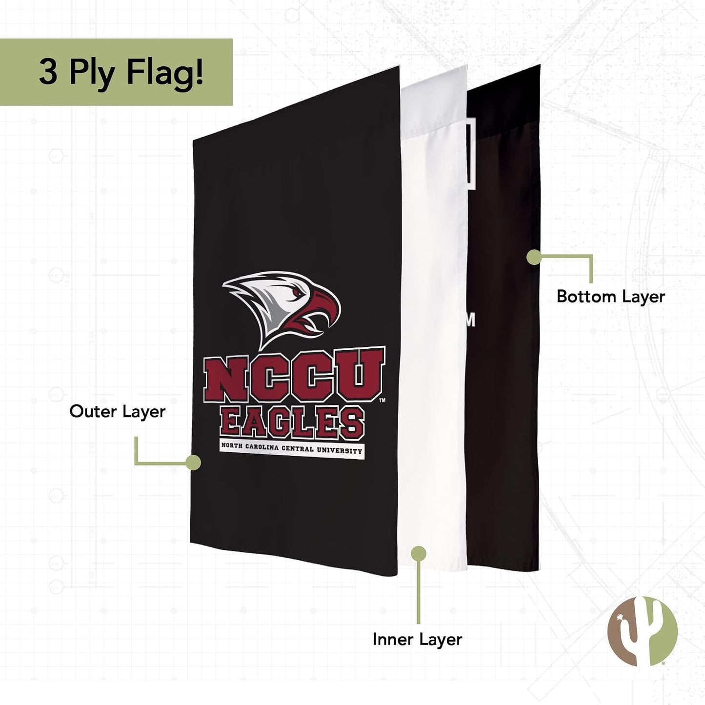 Bandera jardín NCCU Eagles 100% poliéster