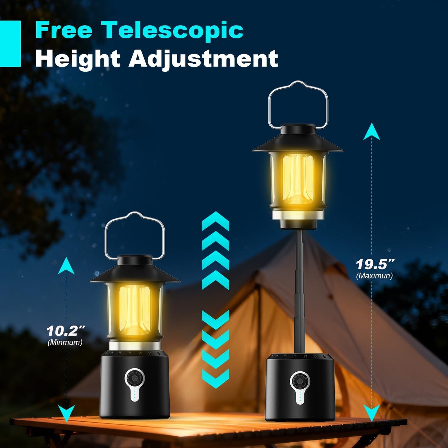 Linterna LED telescópica 8000 mAh 3 modos luz