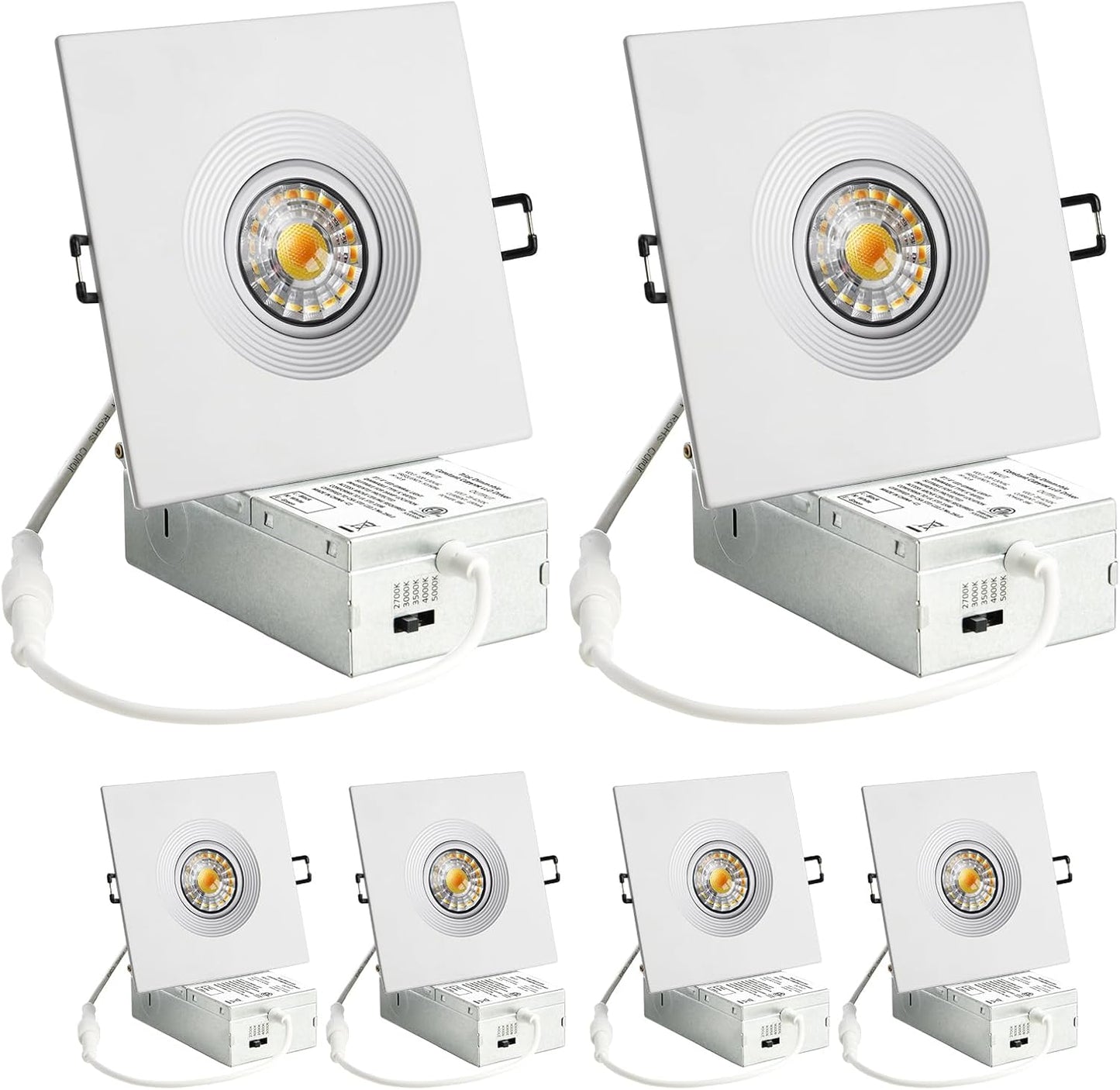 6 Pzas Luces LED empotrables 4pulg ajustables 8W blanco