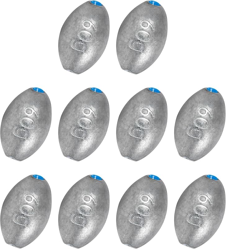 Pesas de pesca ovaladas de plomo 1/8 a 7 oz
