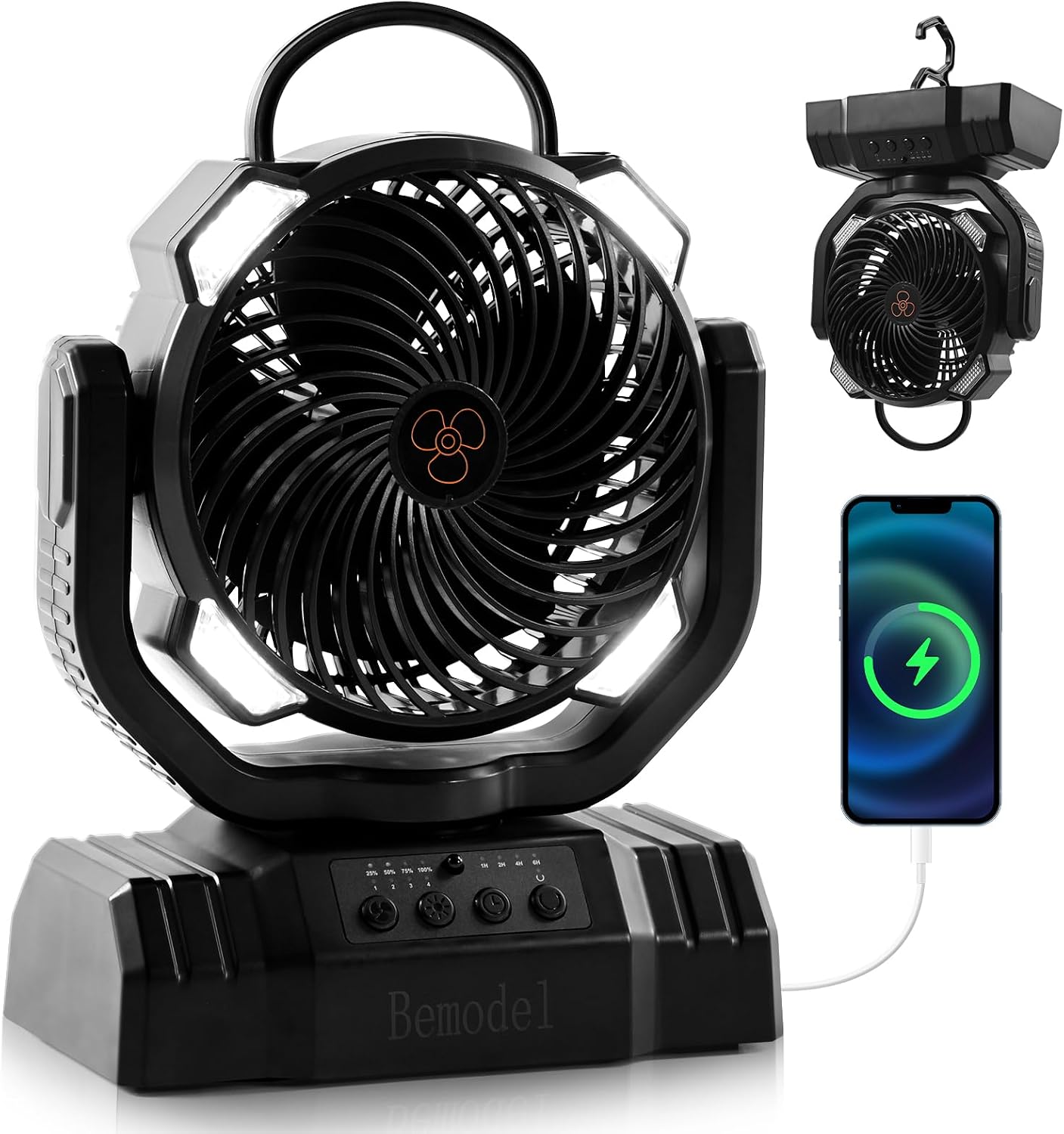 Ventilador portátil recargable 20000mAh con linterna LED