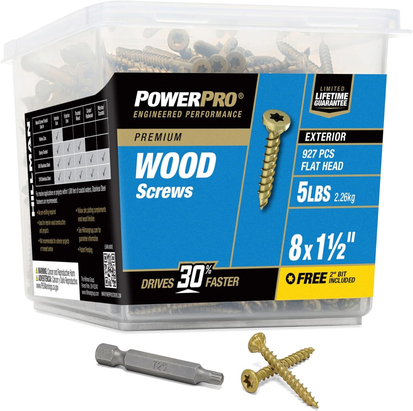 Tornillos madera exterior bronce T-25 incluido 927 pzas