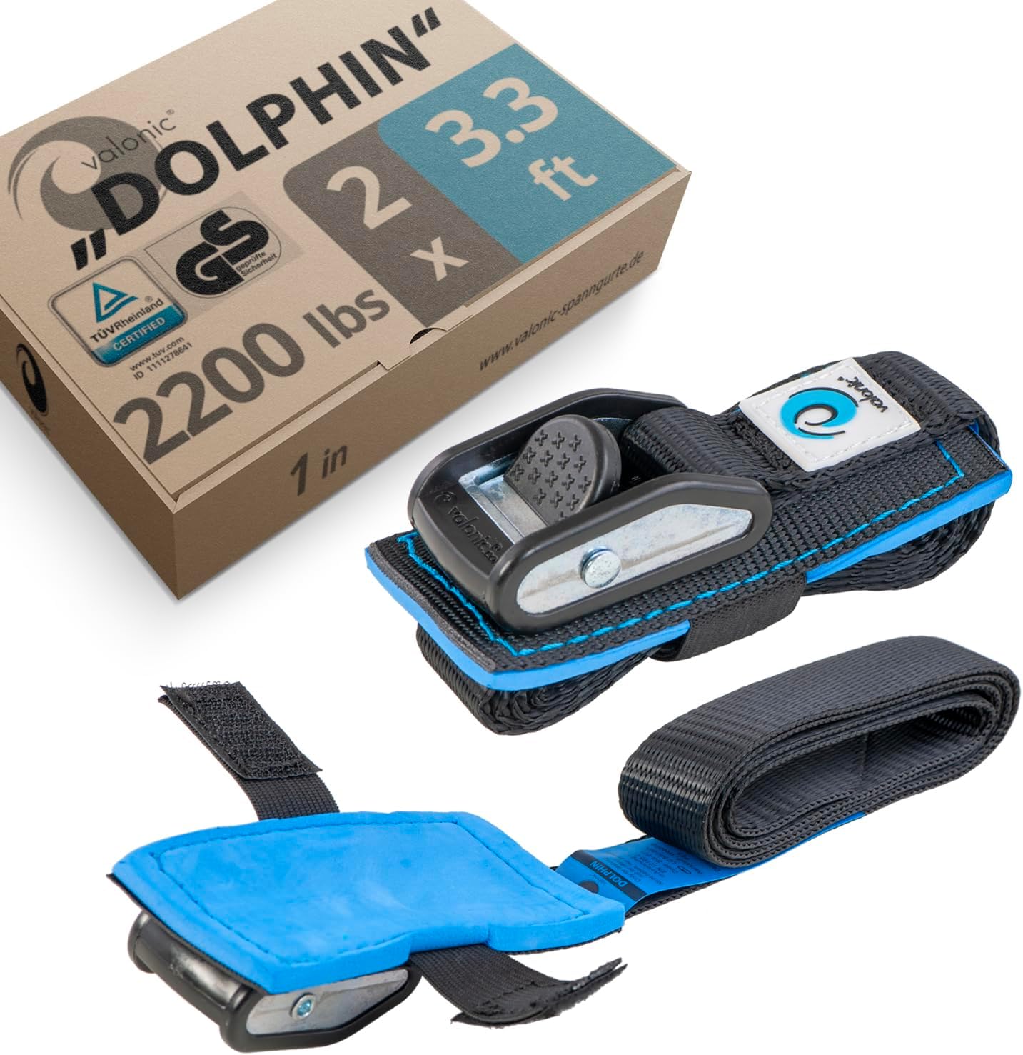 Correas amarre bicicleta 2unid 3.3pulg 2200lb cert TUV
