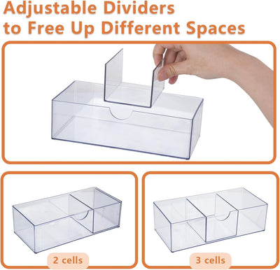 Dispensador Qtip cuadrado transparente con compartimentos