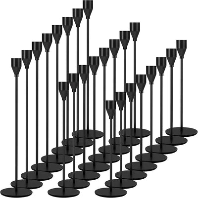 24 Portavelas Negro Metal para Mesa Boda Fiesta