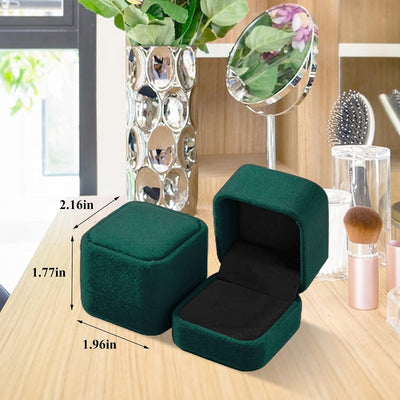 2 Cajas Terriopelo para Anillos y Pendientes Regalo