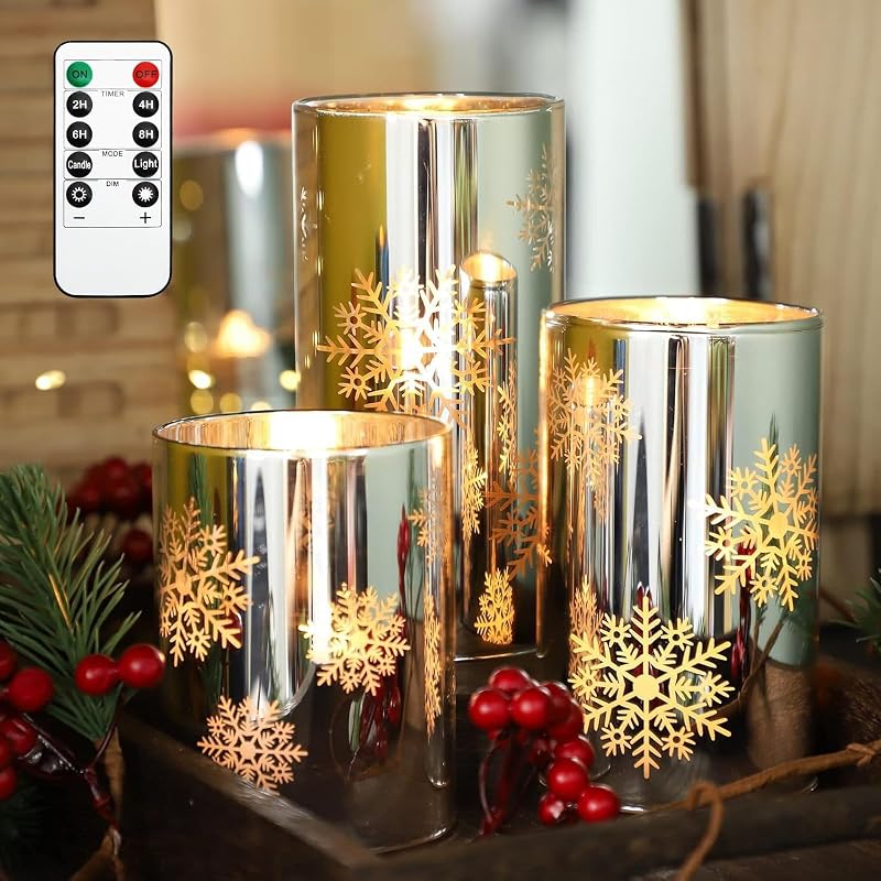 Velas LED copo nieve con control remoto y temporizador