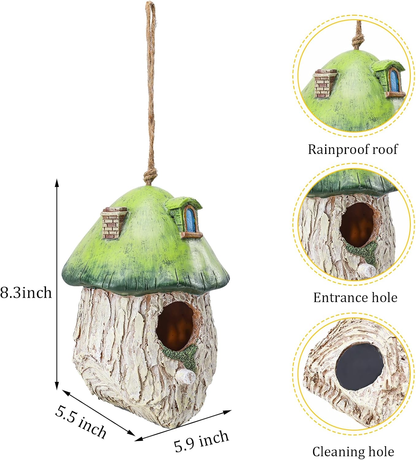 Casa pájaros resina exterior resistente agua jardín