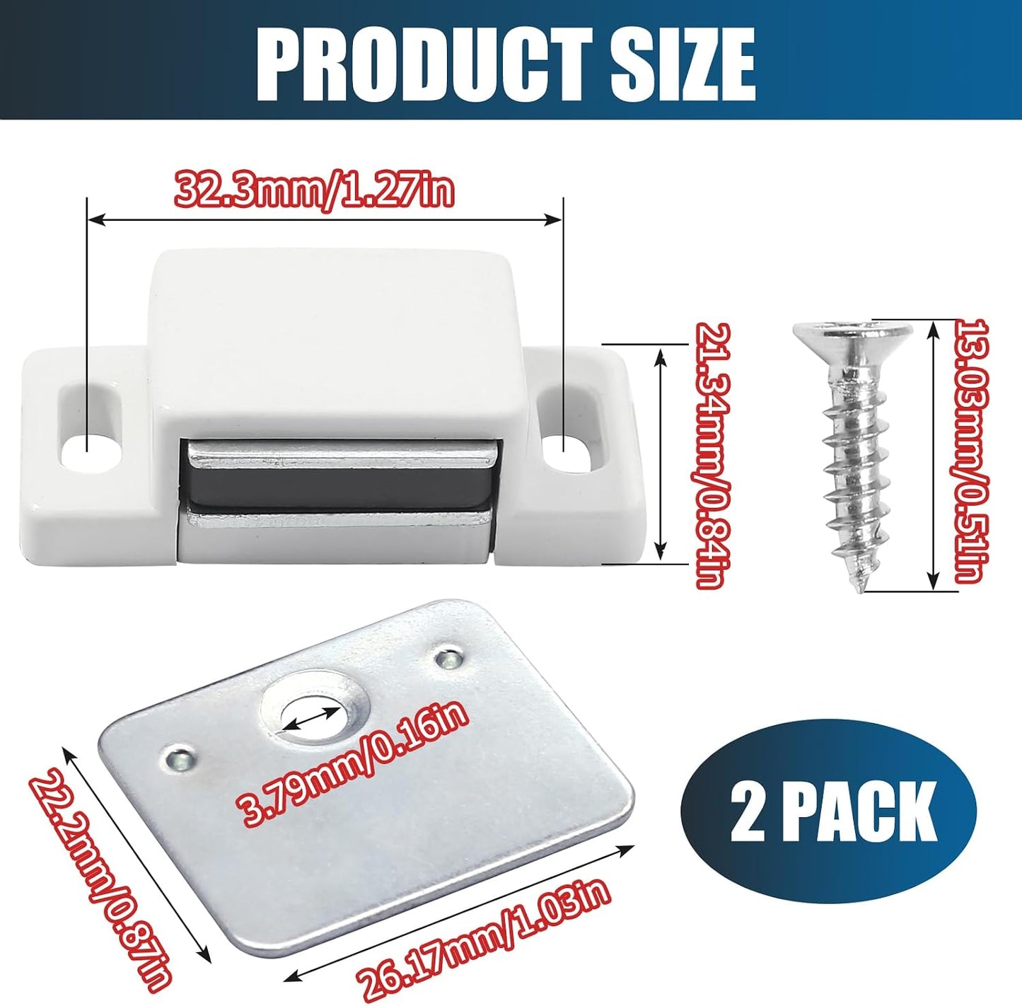 2 Cierres Magnéticos Puerta Hardware Obturador Blanco 15lb