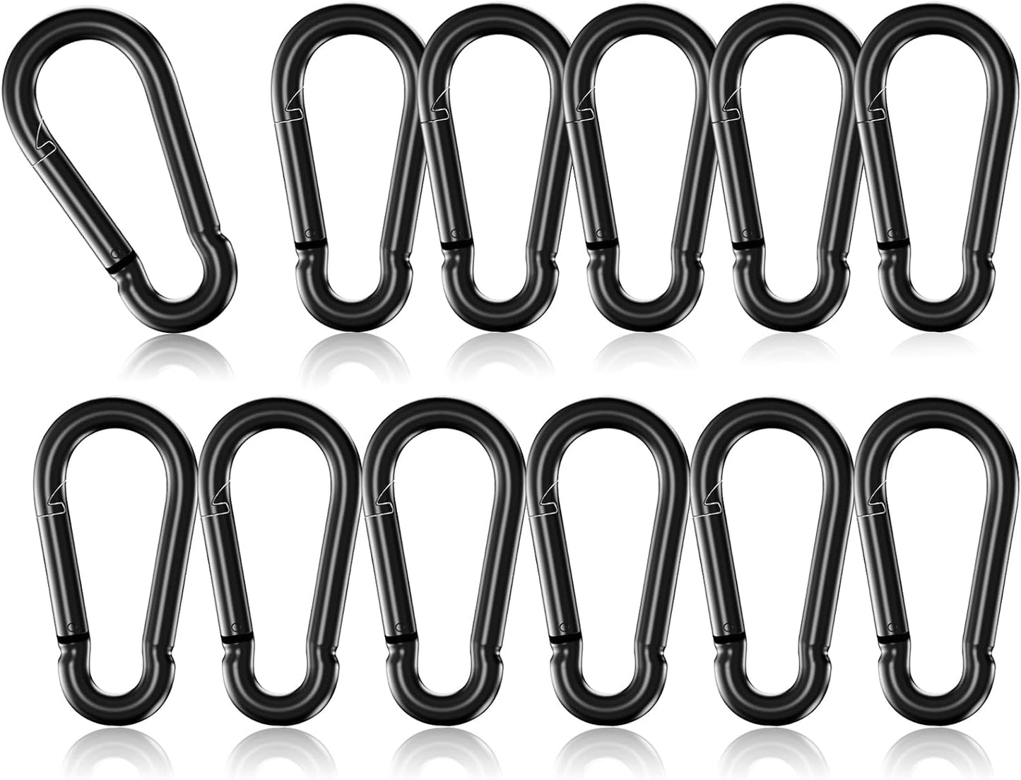 12 Mosquetones Resorte 2pulg Acero Galvanizado Negro Clip Llavero