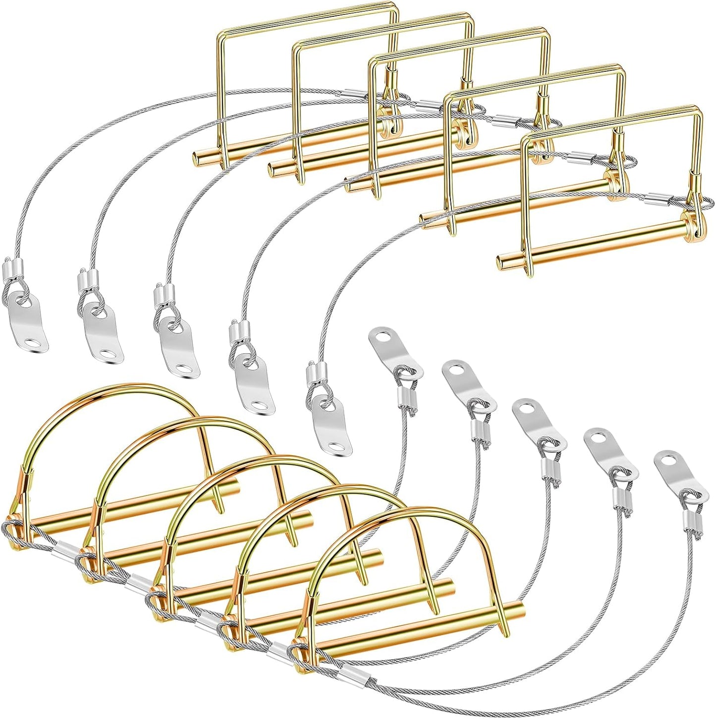 10 Pasadores Acoplador Remolque 2-3/4x1/4 pulg Dorado