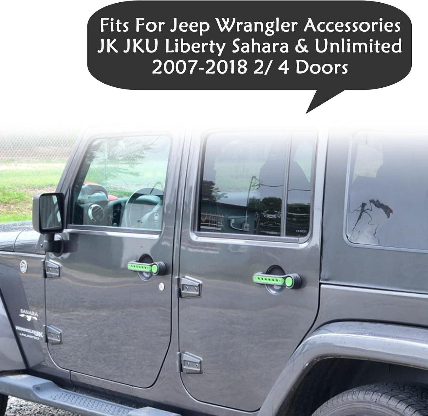 Insertos manija puerta Jeep JK JKU 07-18 aluminio verde