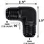 Adaptador aluminio negro 90 grados 2 pzas