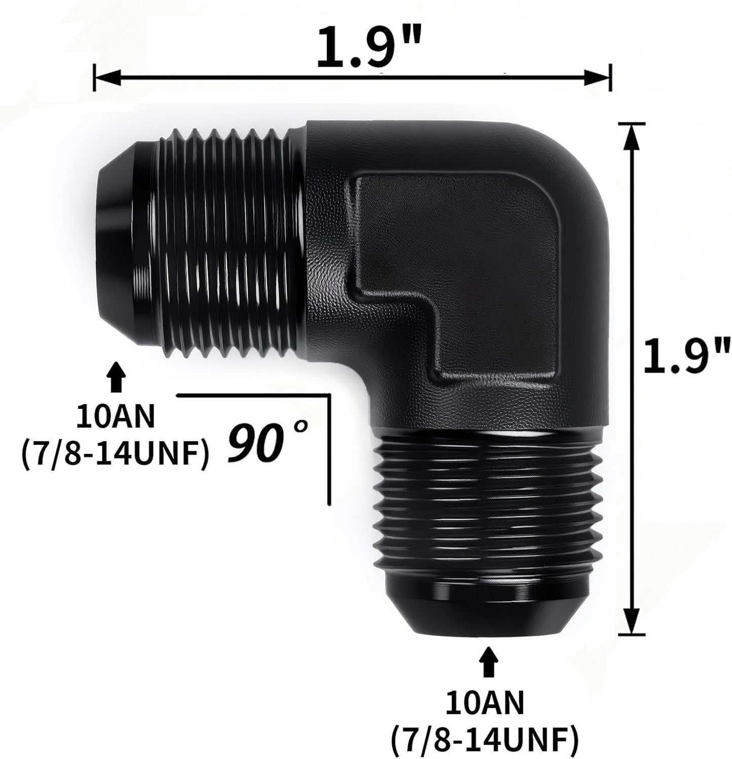 Adaptador aluminio negro 90 grados 2 pzas