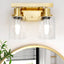 Lámpara Tocador 2 Luces Oro Cepillado Vidrio Transparente