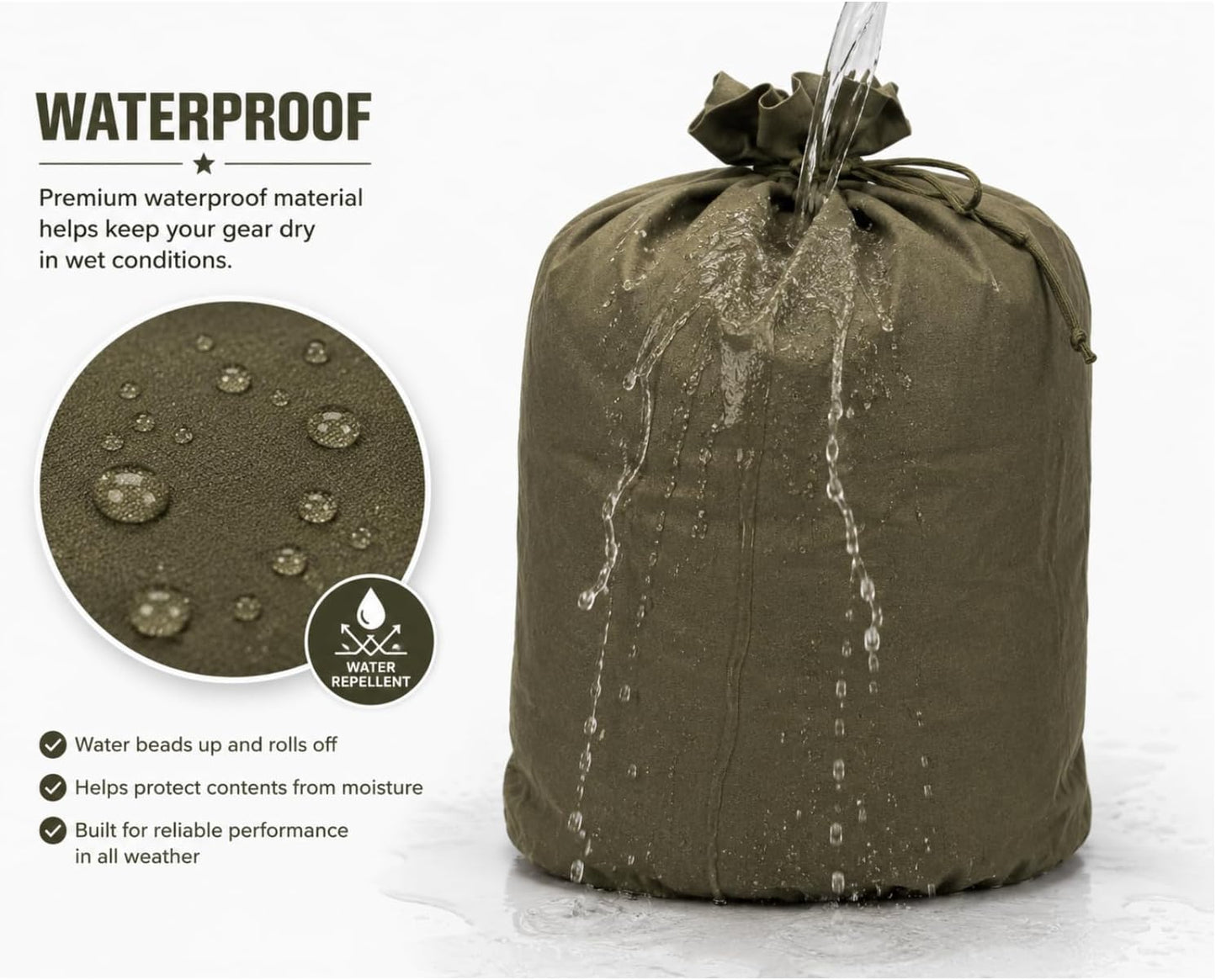 Bolsa de ropa de goma verde US GI OD