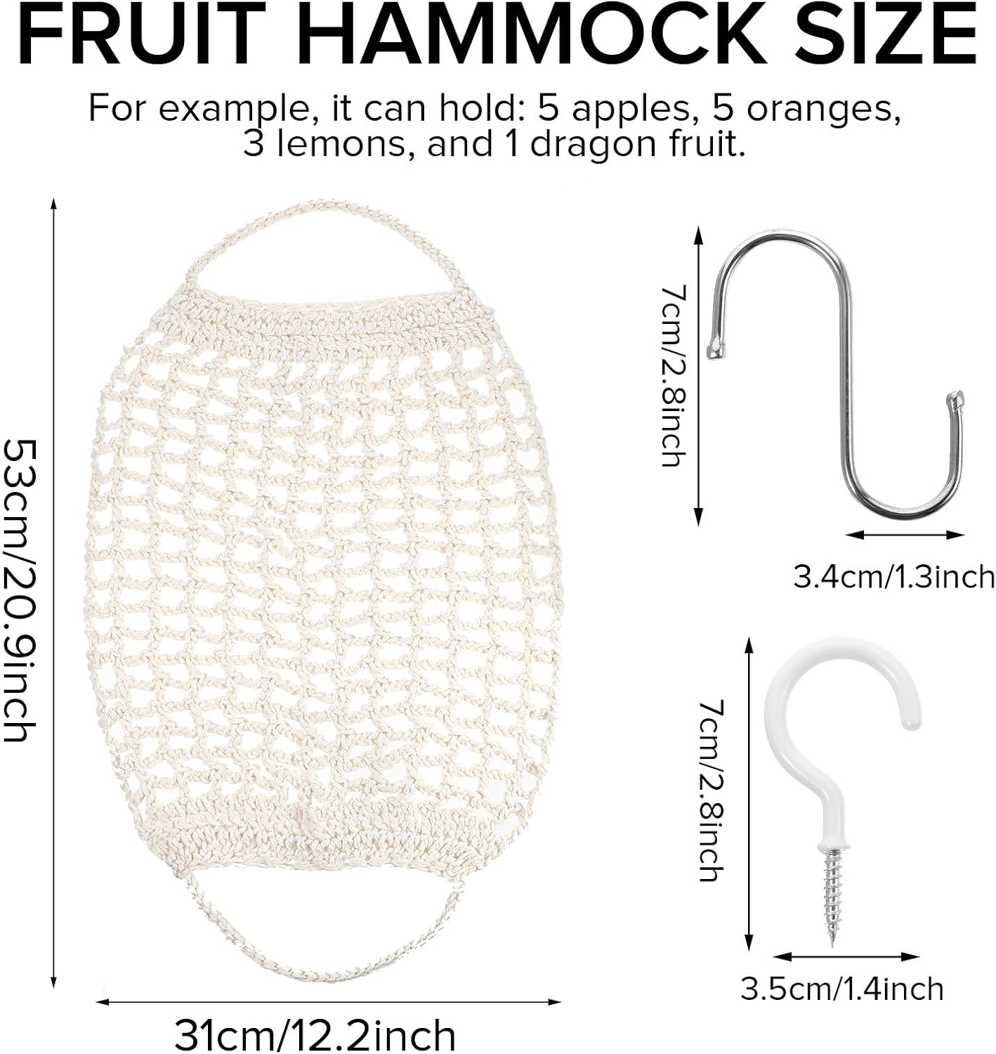 Hamaca colgante frutas macramé cocina soporte bohemio