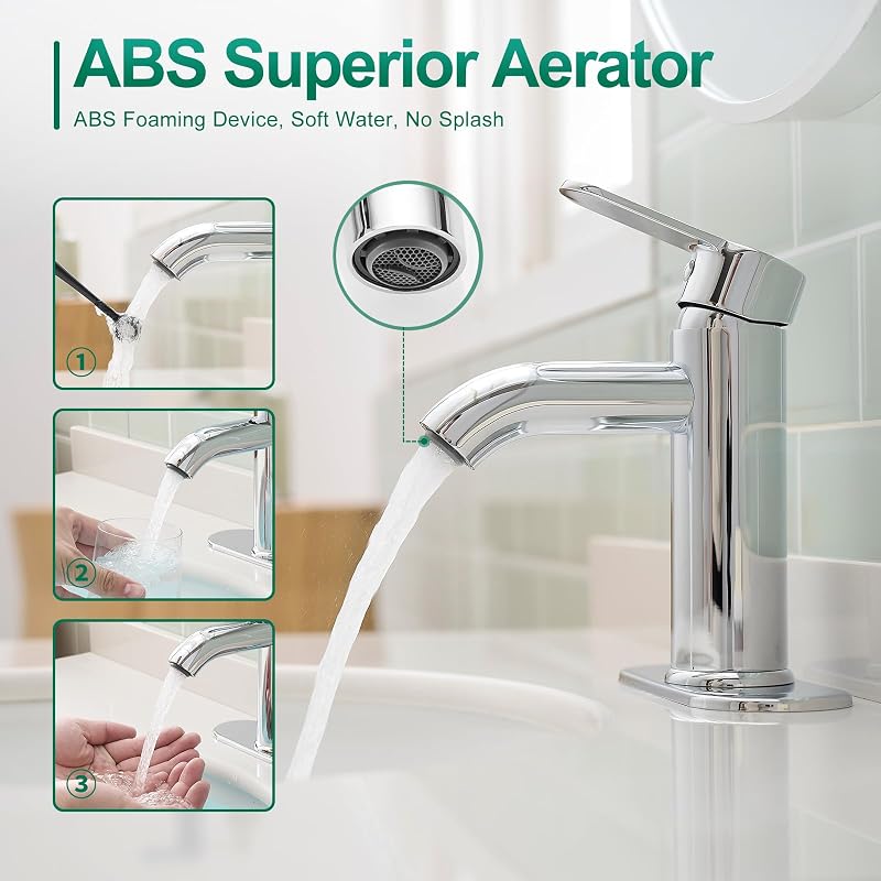 Grifo baño cromado mango acero inox 1 o 3 agujeros