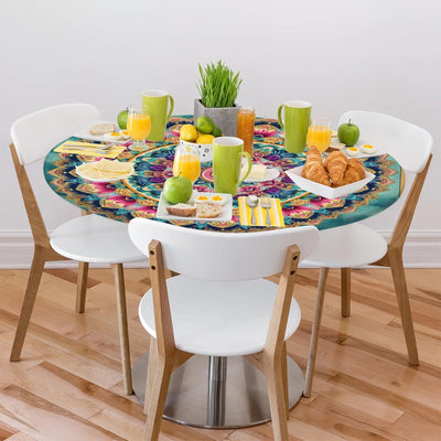 Mantel redondo ajustable con elástico lavable impermeable