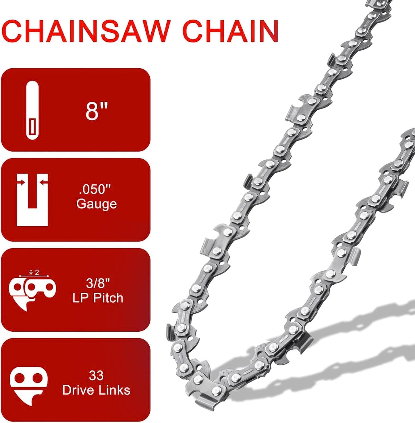 4 Cadenas Sierra Poste 8" Paso 3/8 Eslabones Chicago