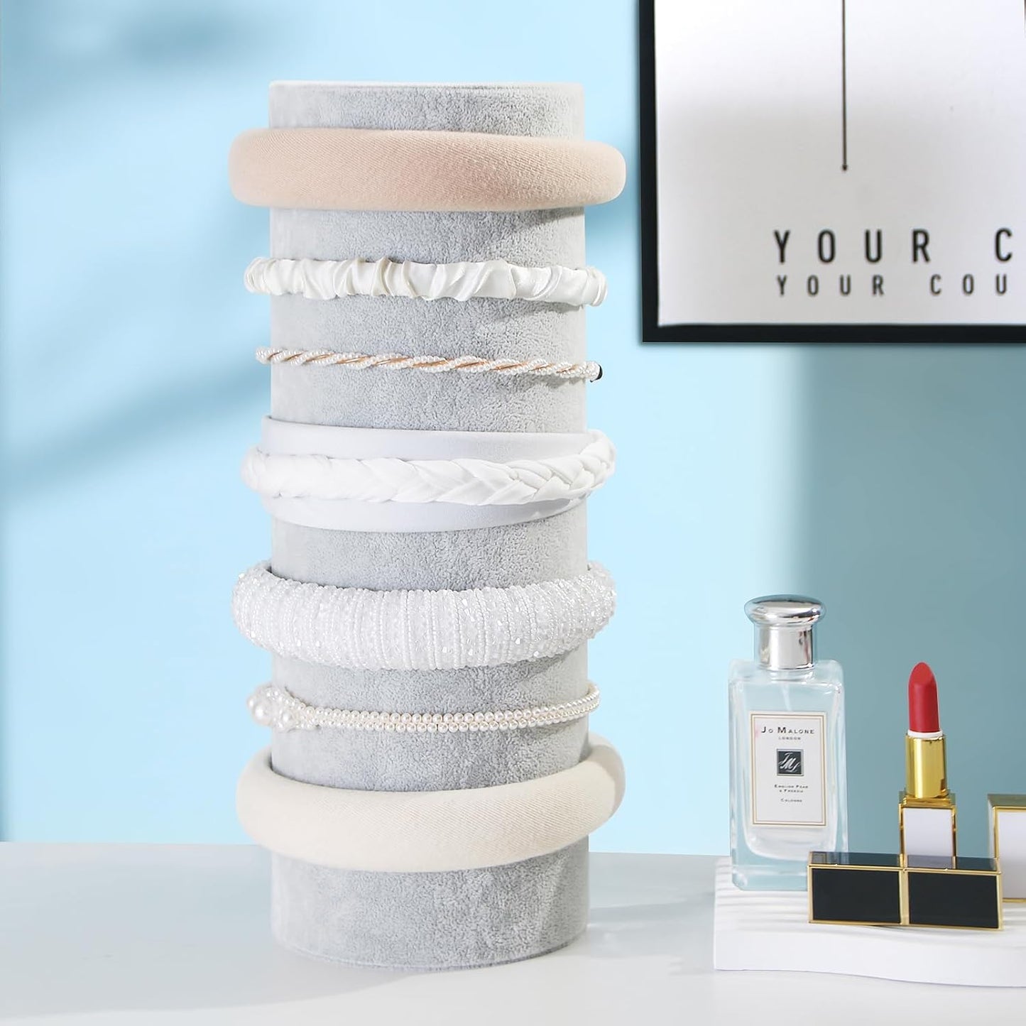 Organiz. diademas terciopelo torre para horquillas y joyas