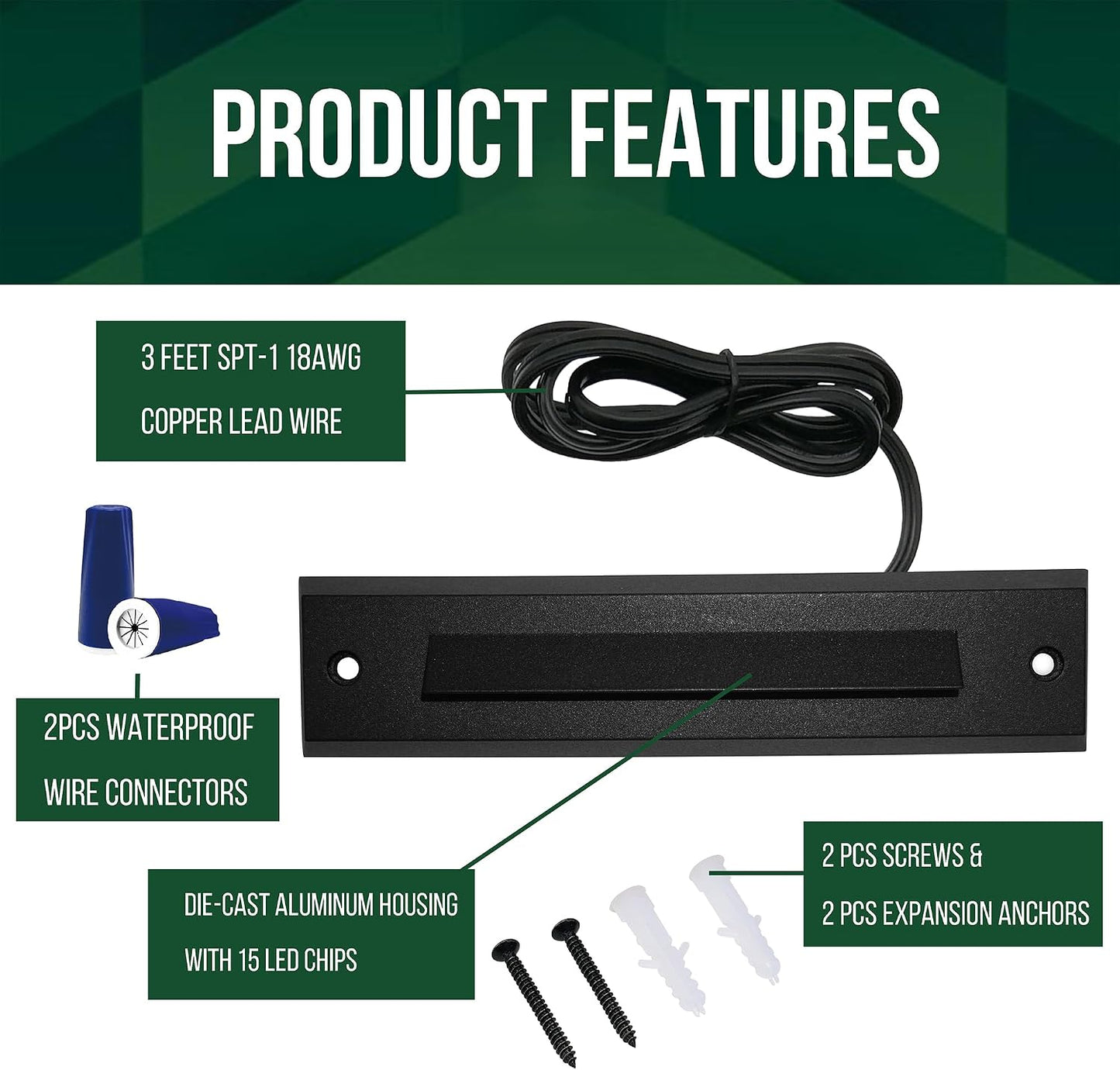 6 Luces LED Bajo Voltaje para Escalones Exteriores 9-15V