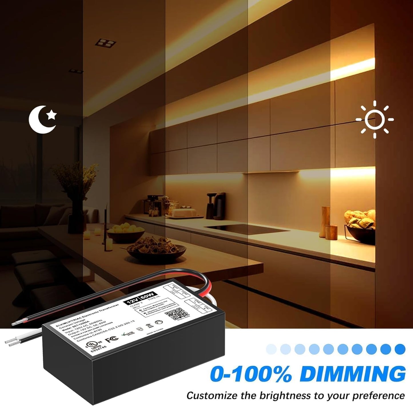 Controlador LED 60W 12V para luz LED halógena y