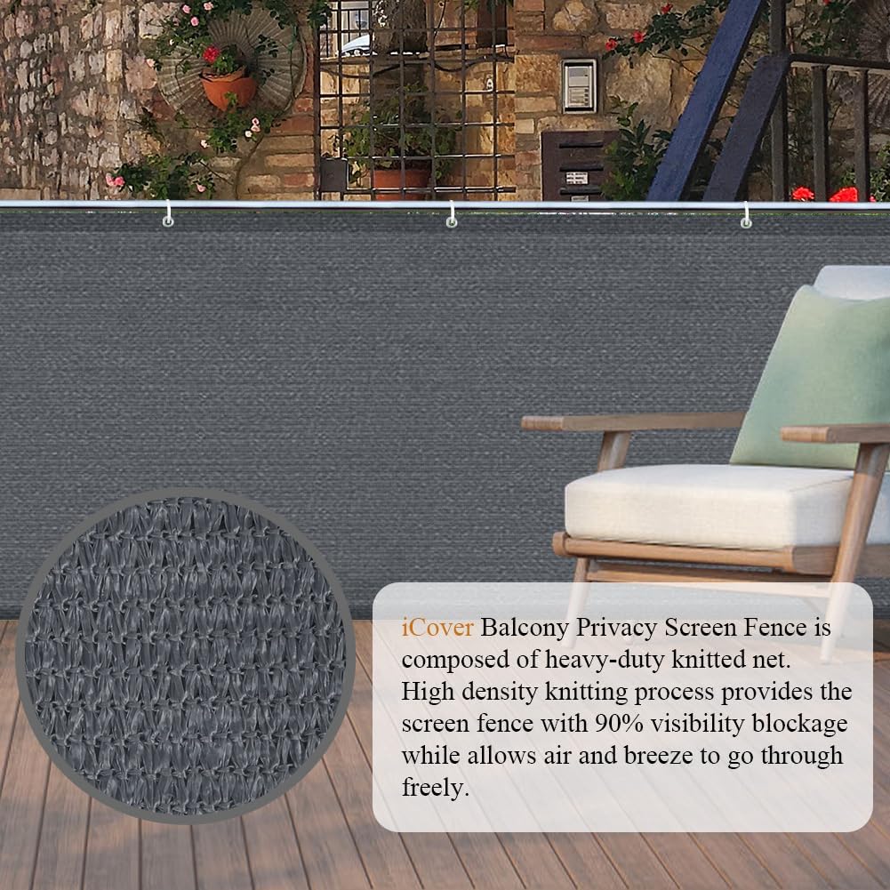 Valla privacidad 3x10pies balcón terraza amarras gris oscuro