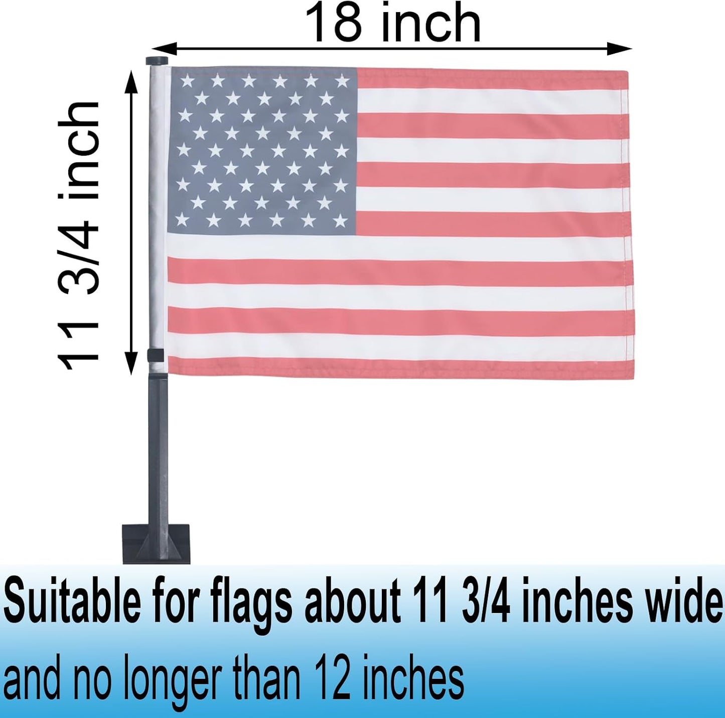 Mástiles bandera coche 20pulg plástico negro 12 Pzas