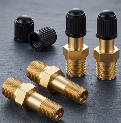 Juego 4 válvulas Schrader oro 1/8 tubo latón compresor aire