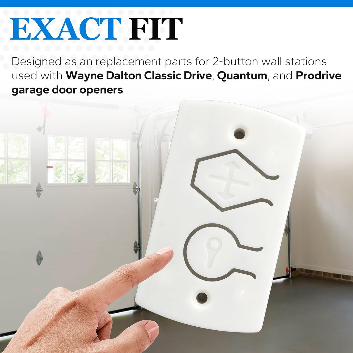 Placa cubierta blanca 2 botones para Wayne Dalton
