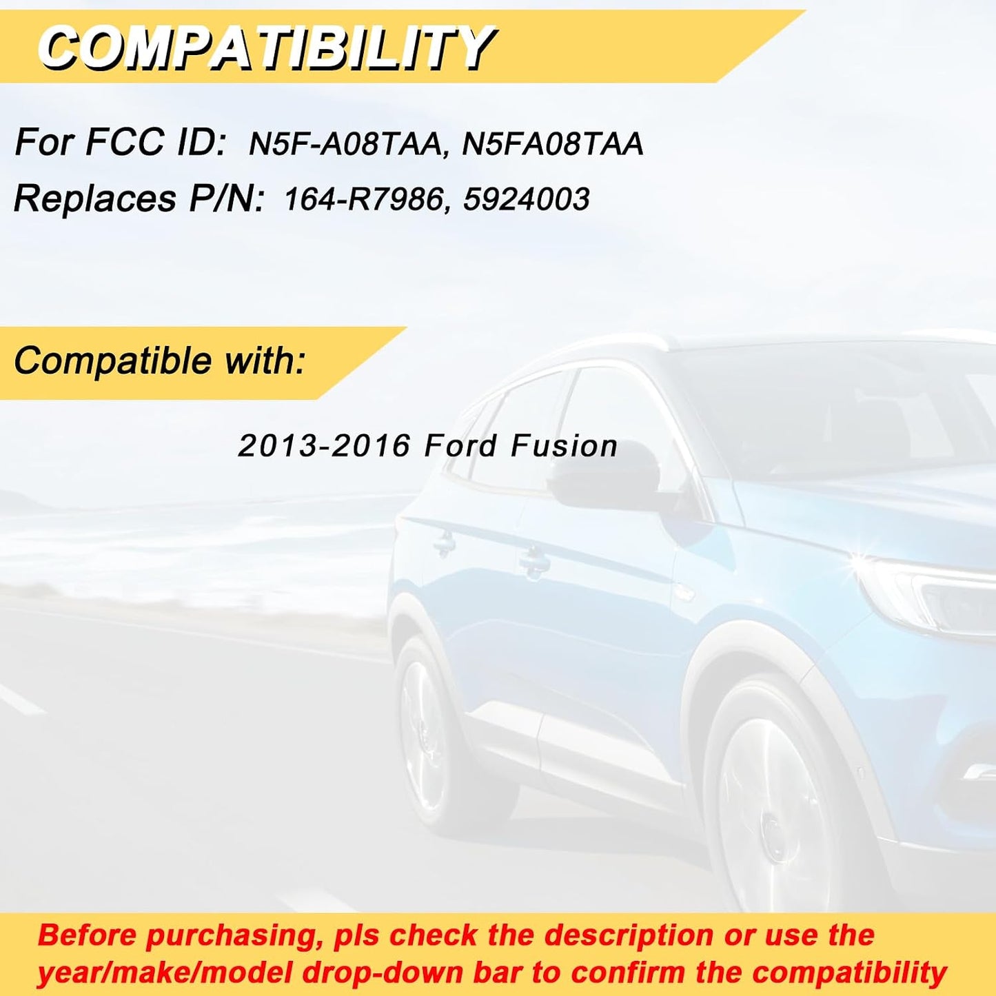 Llavero repuesto Ford Fusion 13-16 control remoto 4 botones