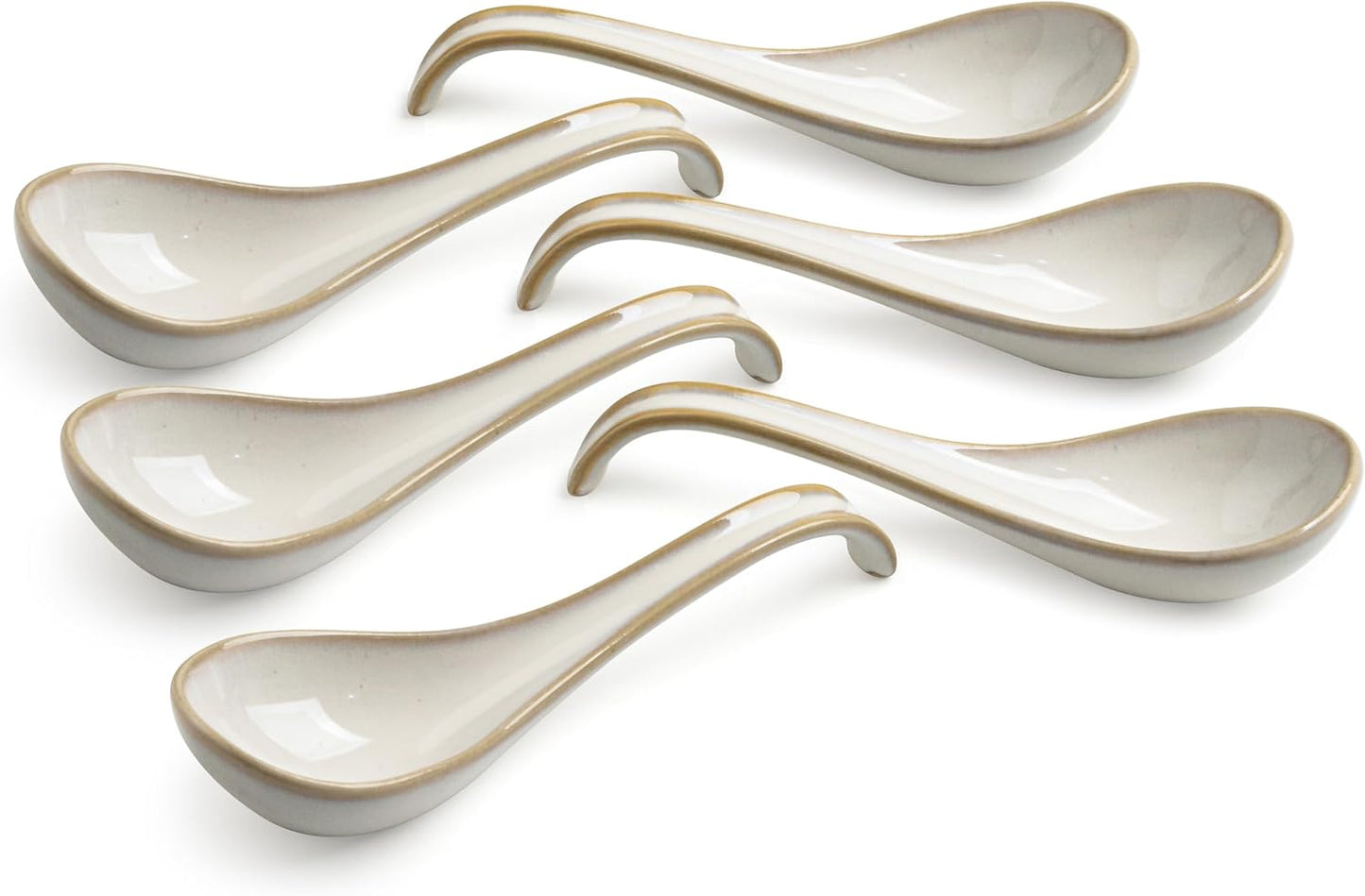 Juego 6 Cucharas Cerámica 6.5pulg Estilo Granja Beige