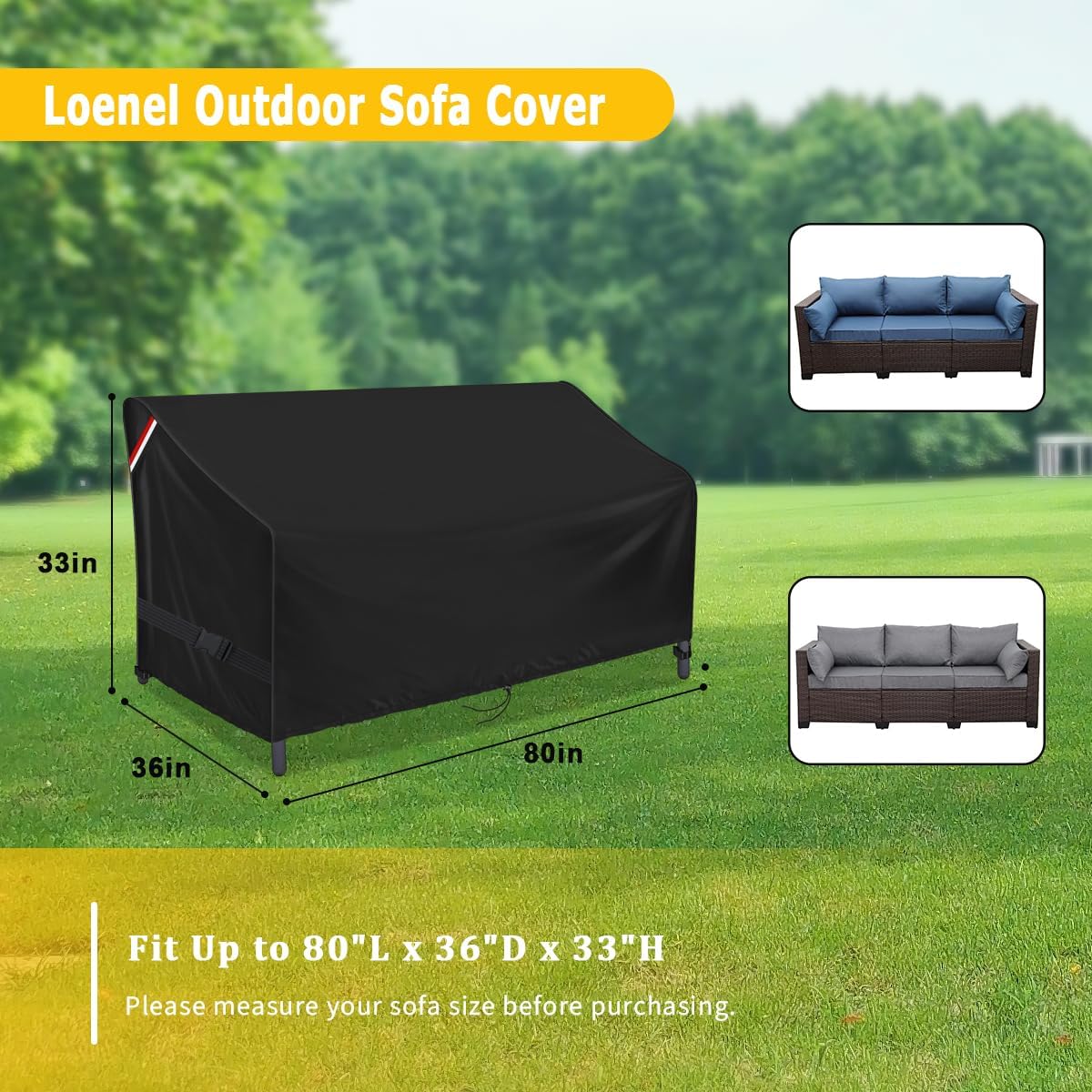 Funda sofá exterior 80" 3 plazas impermeable